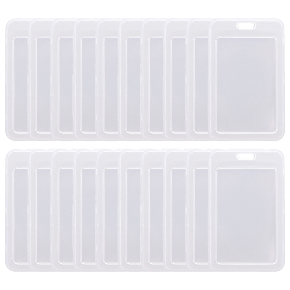 Blank Card Holder Plastic Name Tag Covers Protector Sleeves Business Cards Credit Student 30 Pcs
