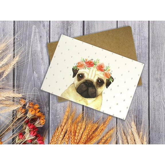 Blank Cards, Dogs with Flower Crowns, 36 Pack