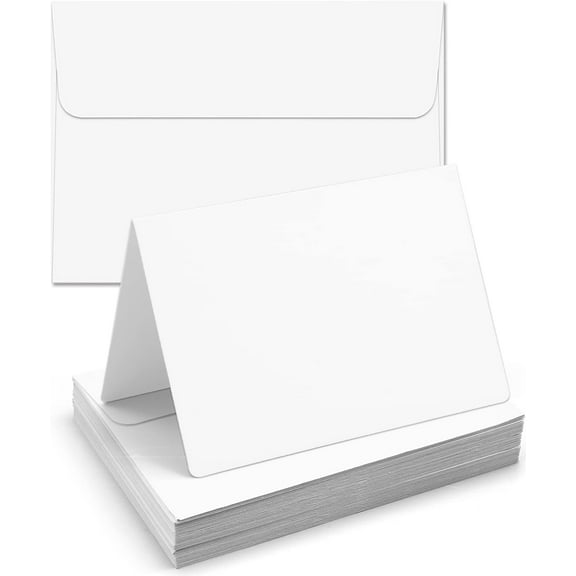 Blank-Cards-and-Envelopes 60 Pack - 5 x 7 Folded Cardstock with A7 White Envelopes-for-Invitation, Heavyweight Blank-Note-Cards-and-Envelopes Self Seal Printable for Greeting Party Birthday
