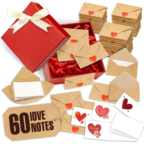 Blank Cards and Envelopes - Mini Love Notes, I Love You Cards, Valentine Cards for Her & Him, DIY Greeting Cards