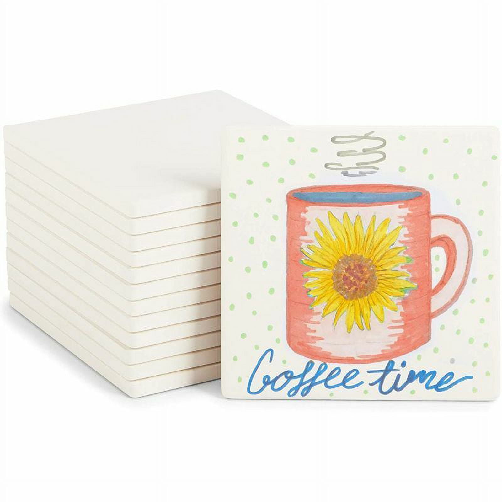 Blank Ceramic Tiles for Crafts, DIY Coasters, Unglazed (White, 4 In, 10