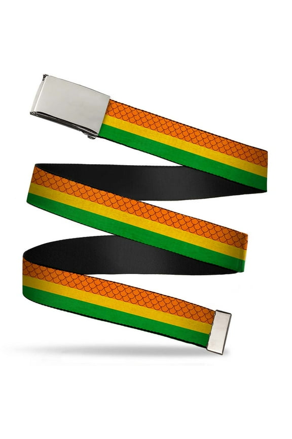 Blank Chrome 1.0" Buckle Aquaman Rasta Webbing Web Belt 1.0" Wide