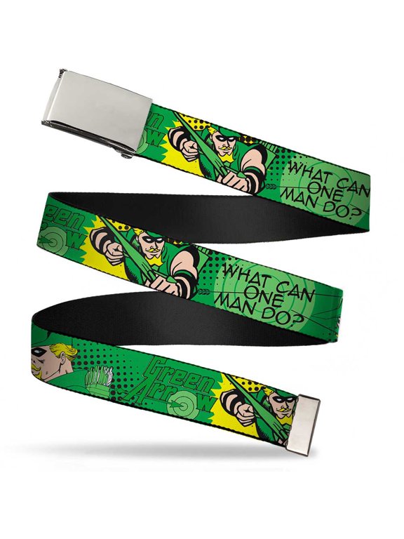 Blank Chrome 1.0" Buckle Green Arrow Poses What Can One Man Do? Greens Web Belt 1.0" Wide