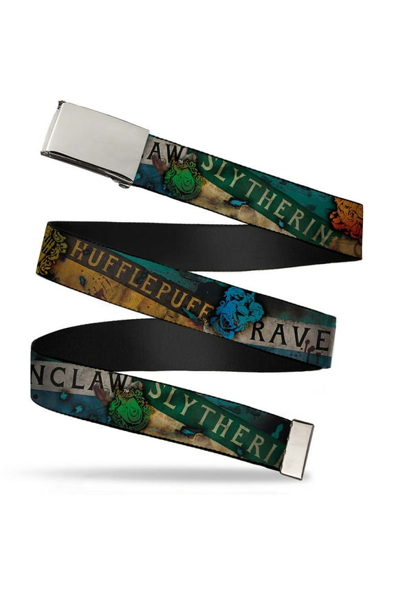 Blank Chrome 1.0" Buckle Hogwarts House Banners & Logos Webbing Web Belt 1.0" Wide