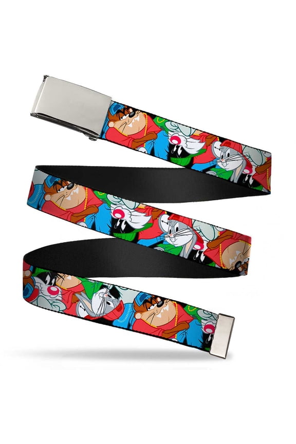 Blank Chrome Buckle Looney Tunes 3 B Boy Stance Character Poses Web Belt