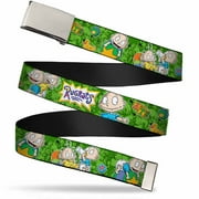 Blank Chrome Buckle Rugrats Tommy & Dill Poses Greens Webbing Web Belt