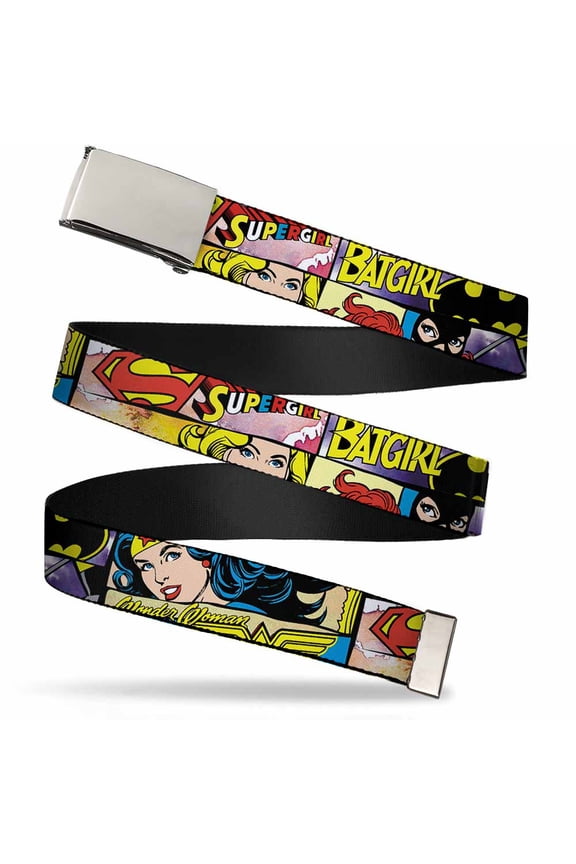 Blank Chrome Buckle Superheroines Wonder Woman Supergirl Batgirl Web Belt