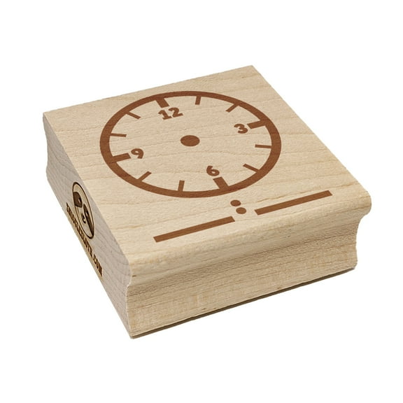 Blank Clock Telling Time Numbers Analog Digital Math Teacher School Square Rubber Stamp Stamping Scrapbooking Crafting - Small 1.25in