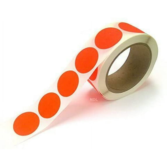 Blank Color Coding Stickers, Writable Surface 500 Permanent Labels per Roll Red Fluorescent, 1.5" Circle