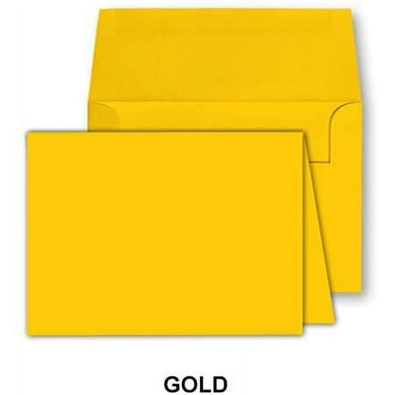 Blank Color Greeting Fold Over Cards Uncoated, 4 1/2 X 6 Inches Cards - 40 FoldoverGreeting Cards Cards and Envelopes (Gold)