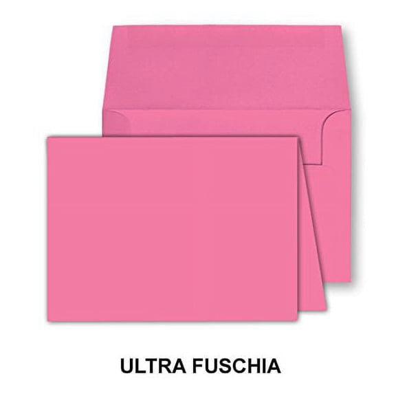Blank Color Greeting Fold Over Cards Uncoated, 4 1/2 X 6 Inches Cards - 40 FoldoverGreeting Cards Cards and Envelopes (Ultra Fuschia)