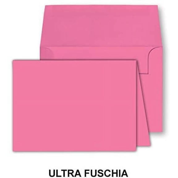 Blank Color Greeting Fold Over Cards Uncoated, 4 1/2 X 6 Inches Cards - 40 FoldoverGreeting Cards Cards and Envelopes (Ultra Fuschia)
