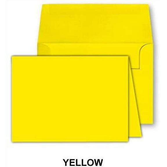 Blank Color Greeting Fold Over Cards Uncoated, 4 1/2 X 6 Inches Cards - 40 FoldoverGreeting Cards Cards and Envelopes (Yellow)