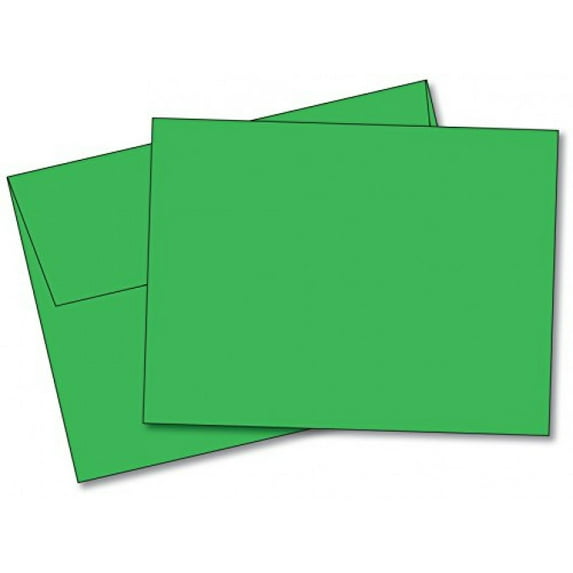 Blank Color Note Cards Uncoated - Green - 5 x 7 Inches - 40 Cards and 40 Envelopes (These Are NOT Fold Over Cards)