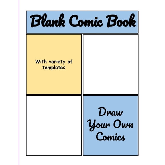 Blank Comic Book: Blank Comic Book Drawing Paper for Kids, (Paperback)