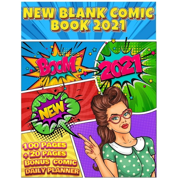 Blank Comic Book: Write And Draw Your Own Comics With Inspiration Effects And 3-7 Action Panel Layouts - 100 Pages + Bon, (Paperback)
