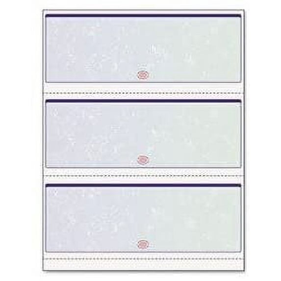 Blank Computer Checks for Laser & Ink Jet Printers, Pack of 100 Sheets 3 Per Page Blue/Green Prismatic