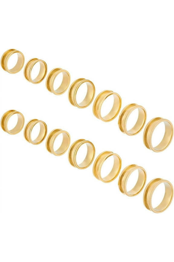 Blank Core Ring Titanium Steel Grooved Finger Ring Round Empty Blank Ring for Inlay Resin Ring Handmade Ring Jewelry Making Gift Gold DIY