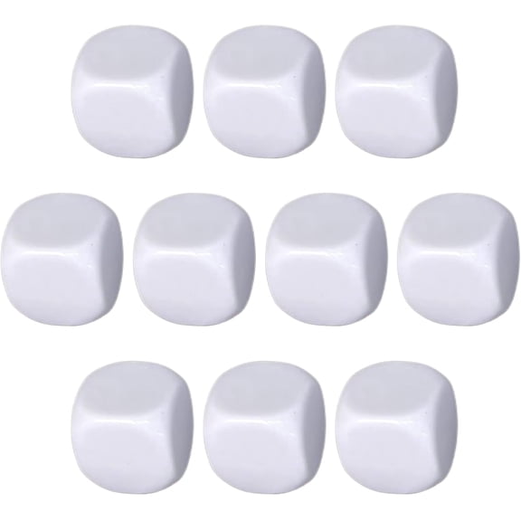 Blank Dice, Acrylic White Cubes for DIY Craft Activities, Six-Sided Writable Cubes with Rounded Corners for Stickers, Numbers, Math, Counting, Educational Home Classroom Use(RL 10 Pack)