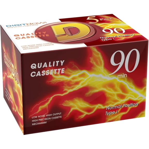 Blank Dictating Audio Cassette Tapes, Low Noise High Output - 90 Minute Recording Time for Lectures, Study, Music, Everyday Voice Recording (Pack of 5)