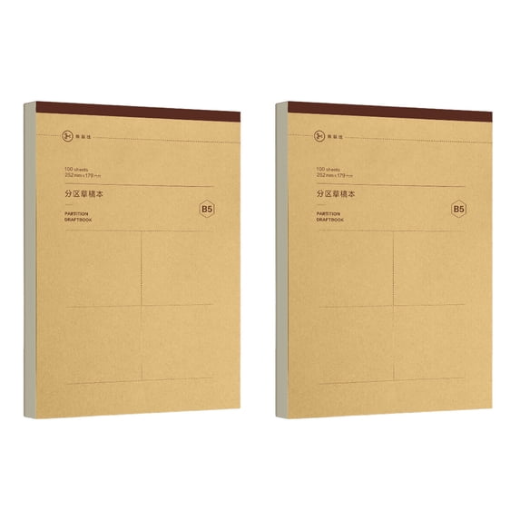 Blank Drafting Paper Pad, Manuscript Paper for Students, Thick 17.5x25.5 cm, 2 Pack