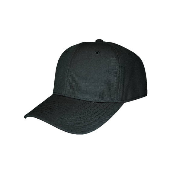 Blank Fitted Curved Cap Hat, 7 3/8, Black