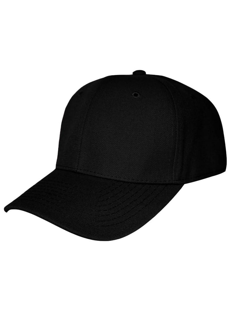 Plain Solid Black Fitted Curved Cap Hat, Size 7 1/4, 100  display picture 1