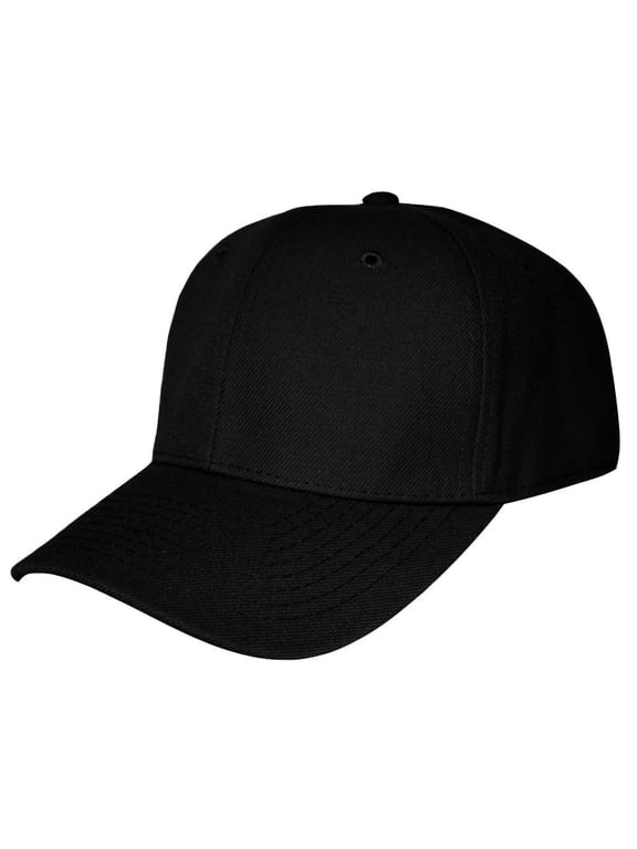 Blank Fitted Curved Cap Hat, Black 7 3/4