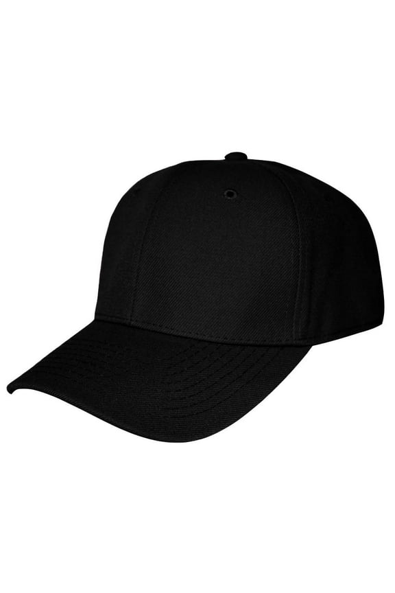 Blank Fitted Curved Cap Hat, Black 7 5/8