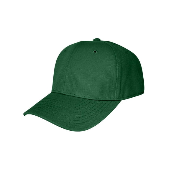 Blank Fitted Curved Cap Hat, Forest Green 6 7/8