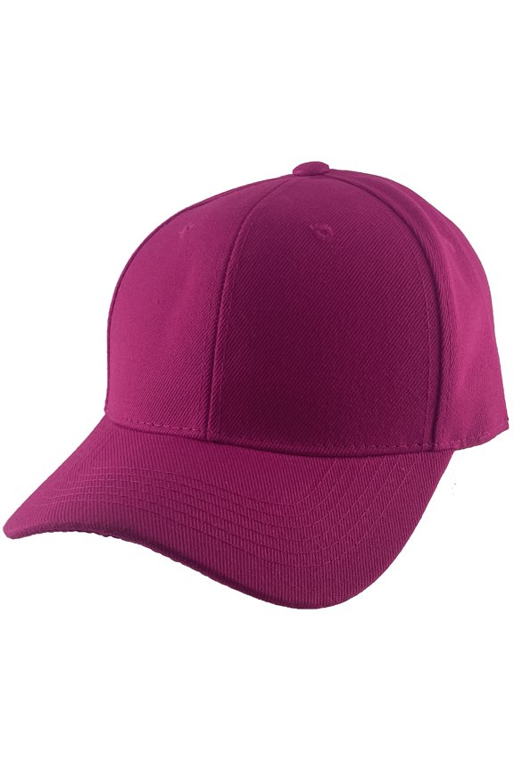Blank Fitted Curved Cap Hat, Hot Pink 7 1/2