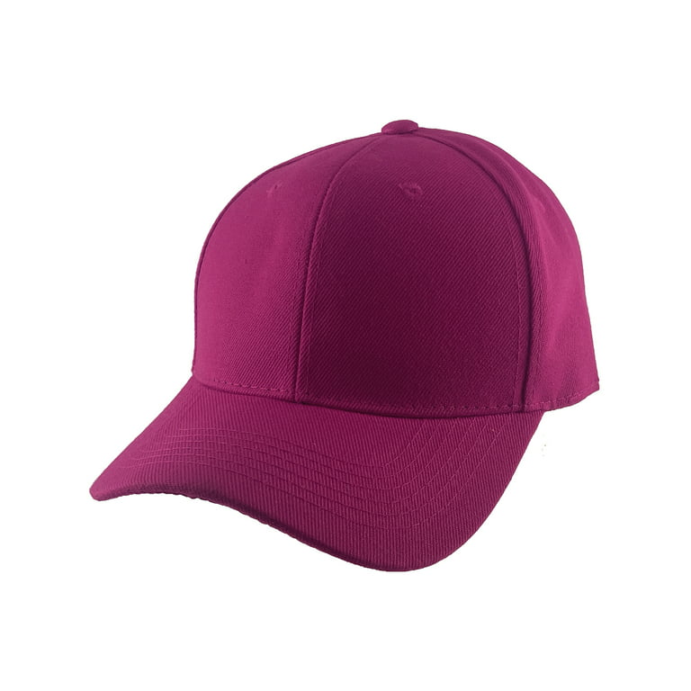 Blank Fitted Curved Cap Hat, Hot Pink 7 