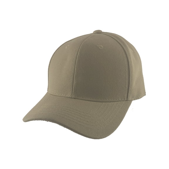 Blank Fitted Curved Cap Hat, Khaki 7 3/4