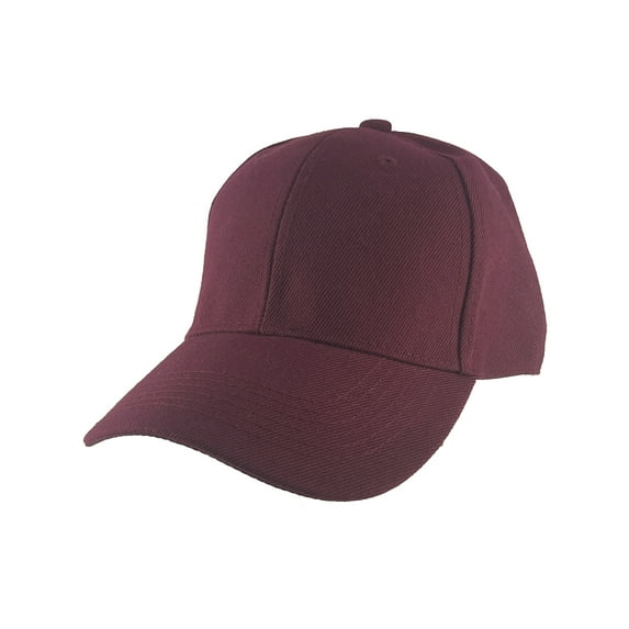 Blank Fitted Curved Cap Hat, Maroon 7