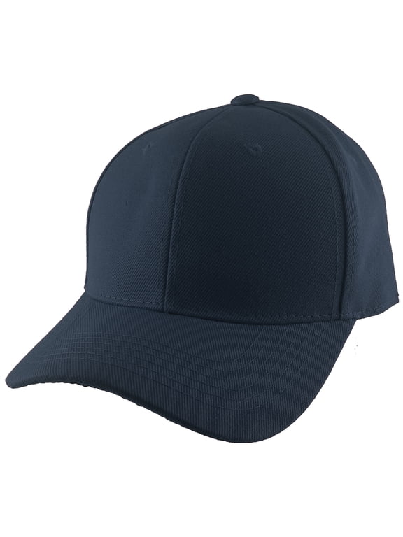 Blank Fitted Curved Cap Hat, Navy 7 1/2