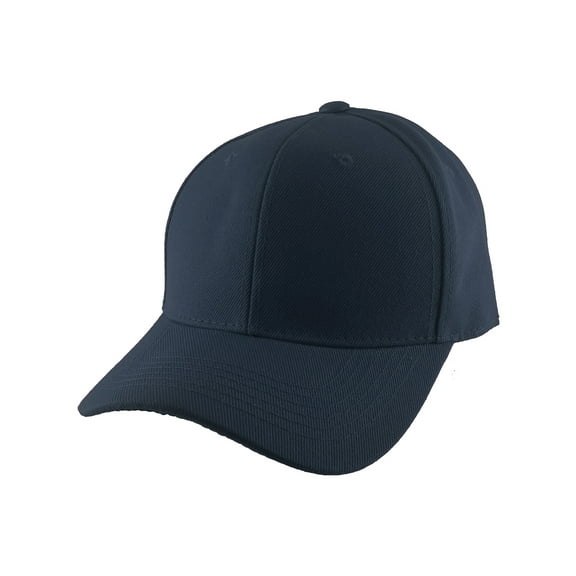 Blank Fitted Curved Cap Hat, Navy 7 3/4