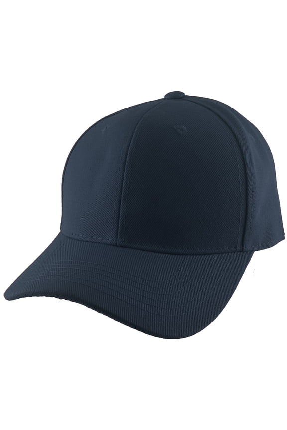 Blank Fitted Curved Cap Hat, Navy 7 3/4