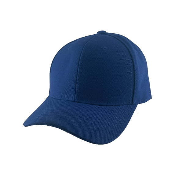 Blank Fitted Curved Cap Hat, Royal 7 3/8