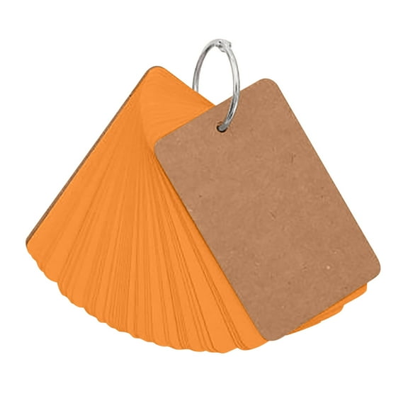Blank Flash Cards with Binder Ring, 50 Sheets Pocket Notepad Mini Flip Study Cards for Office Daily To-Do List, Orange, 1PC