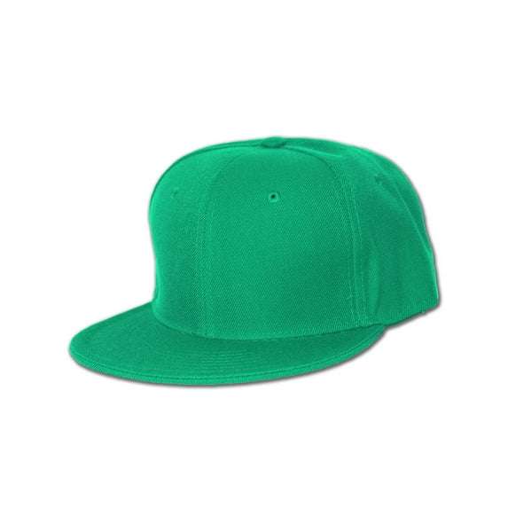 Blank Flat Bill Baseball Hat , 6 7/8-Kelly Green