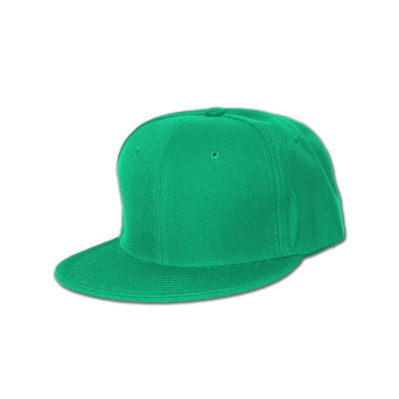 Blank Flat Bill Baseball Hat , 7 5/8-Kelly Green
