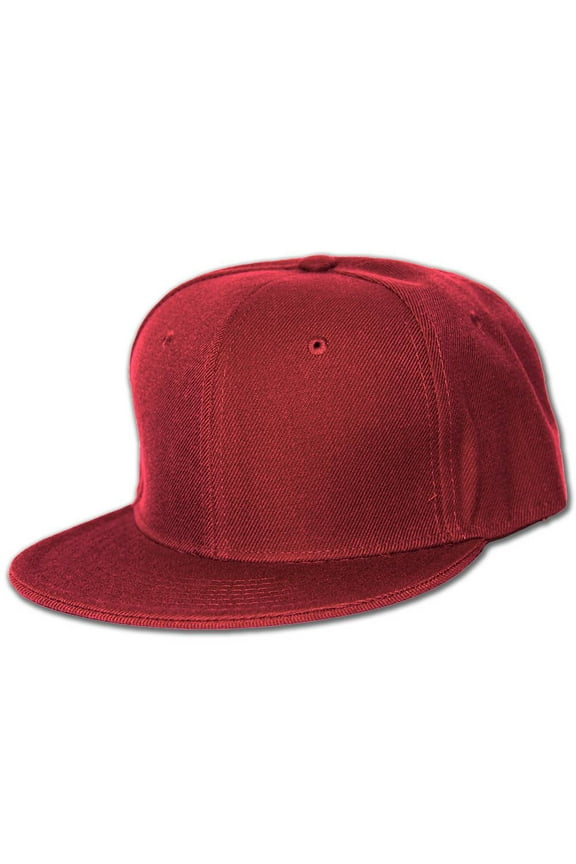 Blank Flat Bill Baseball Hat , 7 5/8-Maroon