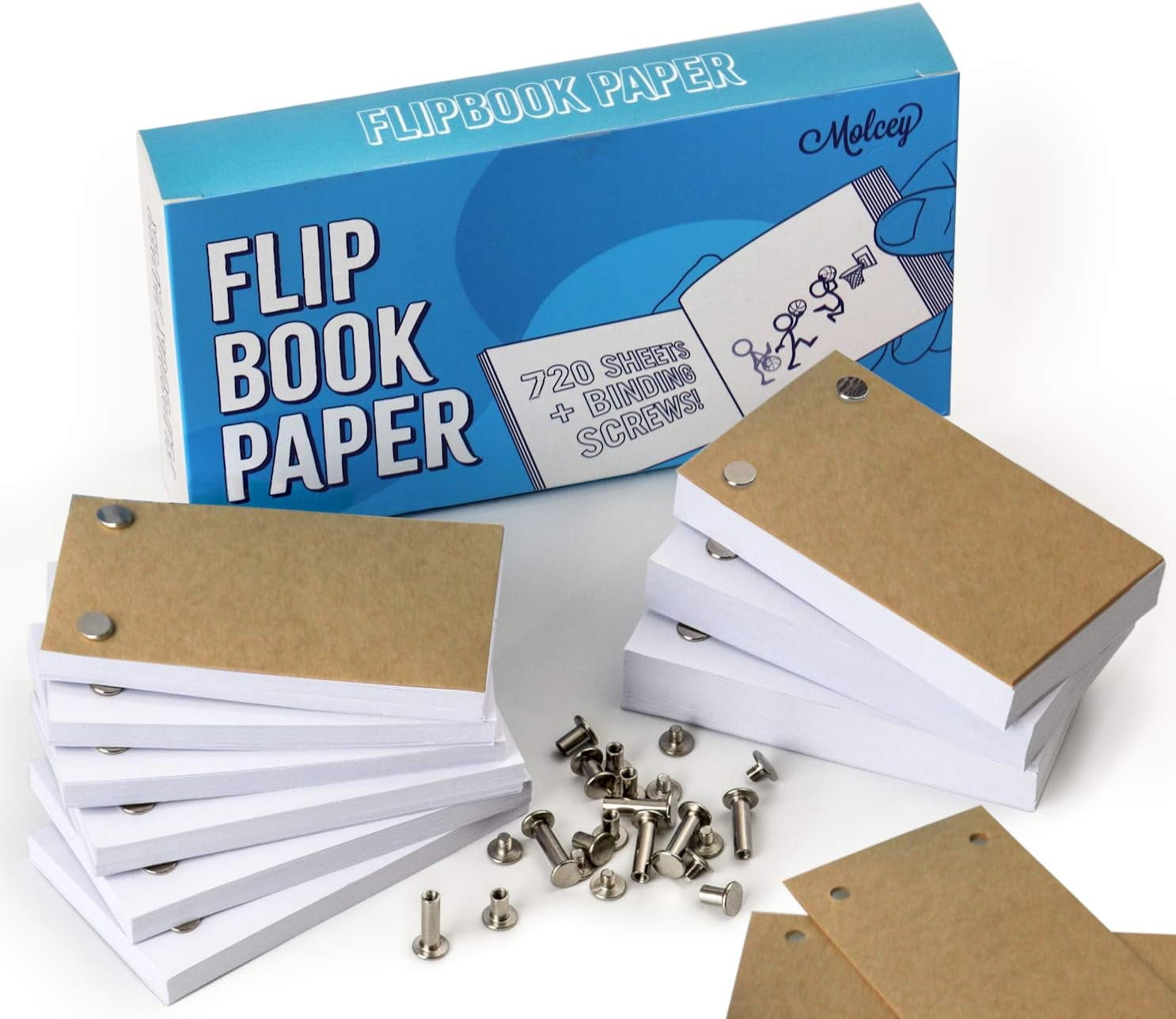 Molcey 627987258943 Flip Book Kit with A4 Light Pad - Includes 240 Sheets Flip  Book Paper with Screws for Drawing and Tracing. Animation Kit Paper/B