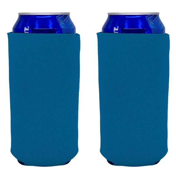 Blank Foam Collapsible 16 oz. Can Coolie (Neon Blue, 2 Pack)