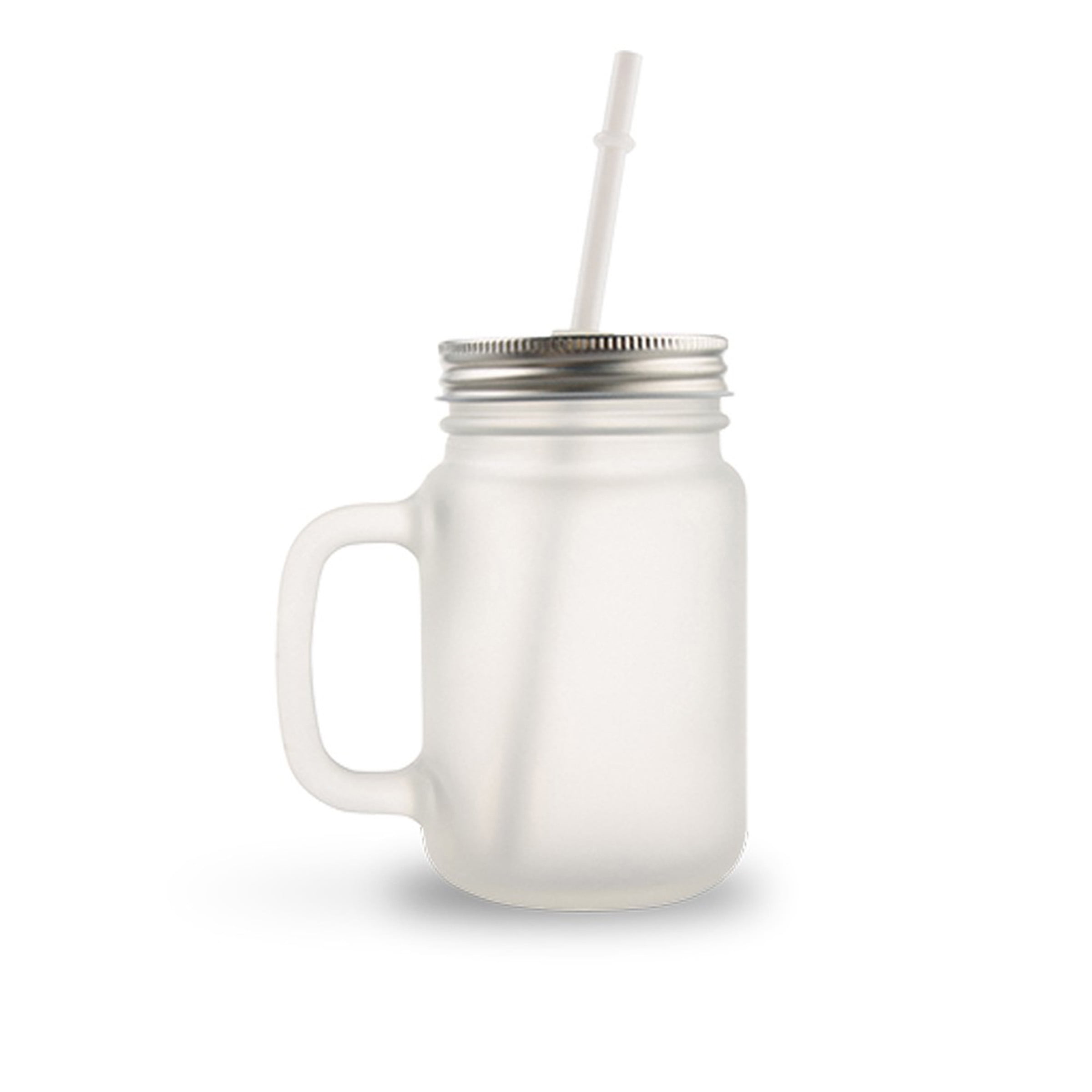 Blank Frosted Mason Jar with Handle, Lid & Straw for Sublimation and ...