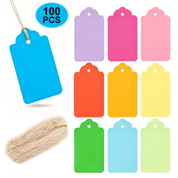 Blank Gift Tags with Attached String, Double Sided Kraft Paper Thank You Tags for Christmas Crafts Party Gift Bags, 200 Pcs