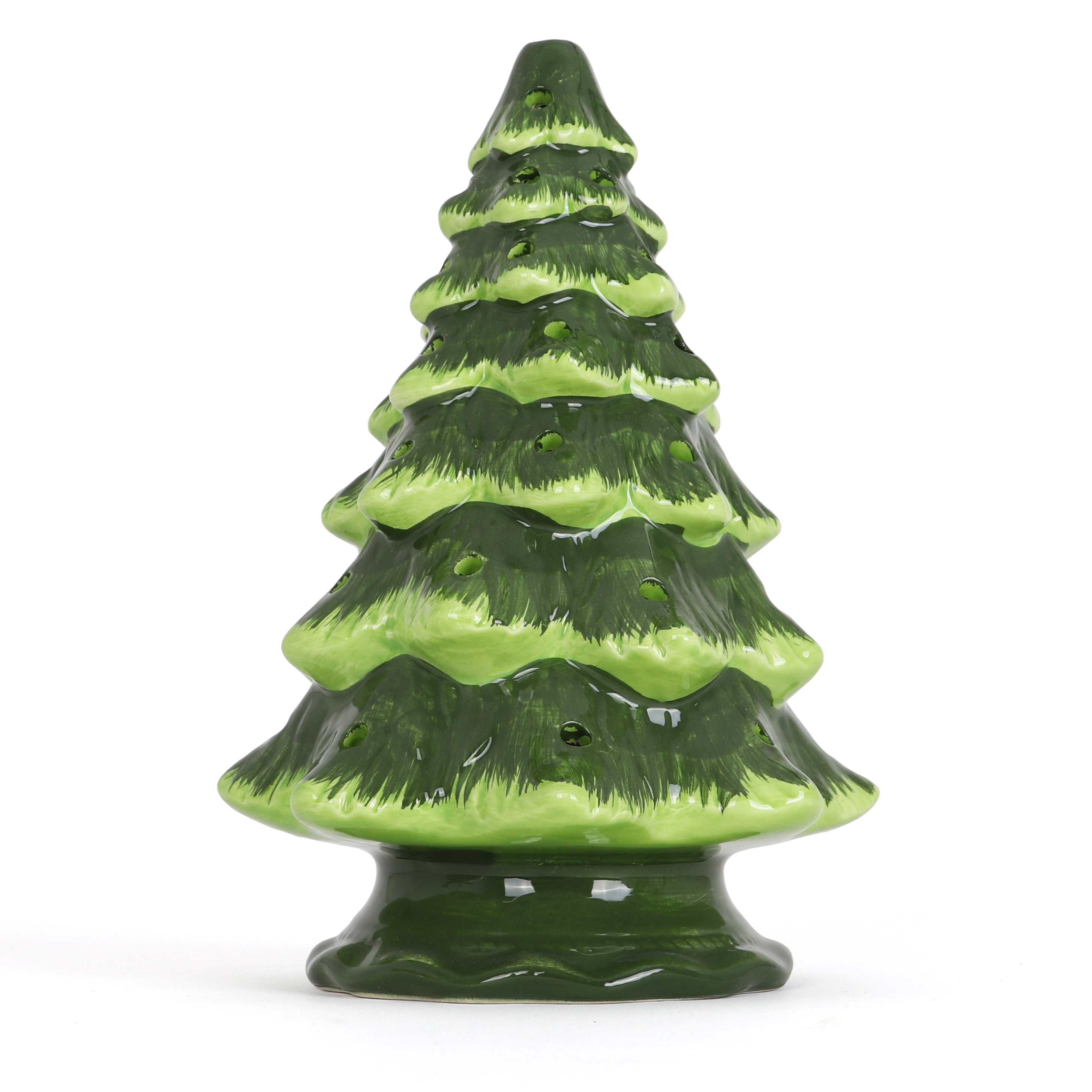 Blank Green Lighted Ceramic Tabletop Christmas Tree (9 3/4" Medium)