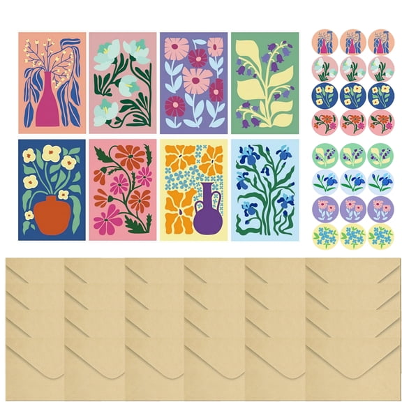 Blank Greeting Cards with Envelopes 24 Pack: Premium Floral Note Cards for Wedding Birthday Condolence Messages