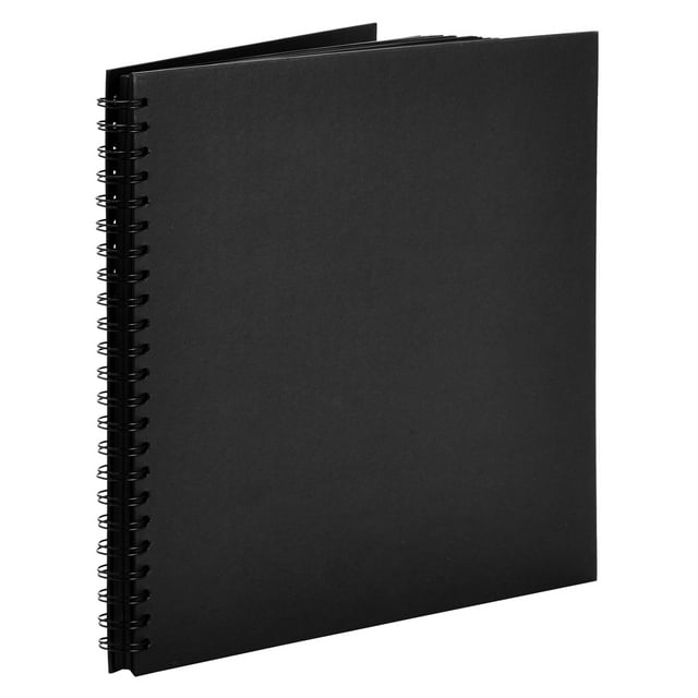Blank Hardcover 12x12 Scrapbook Album for Photos, Black Spiral Bound