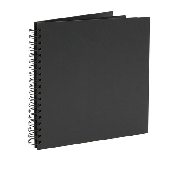 Square Spiral Journal - 10.85 x 10.25 in, Black Hardcover, 40 Sheets (80 Pages) - Blank Scrapbook Album & Wedding Guest Book Photo Album